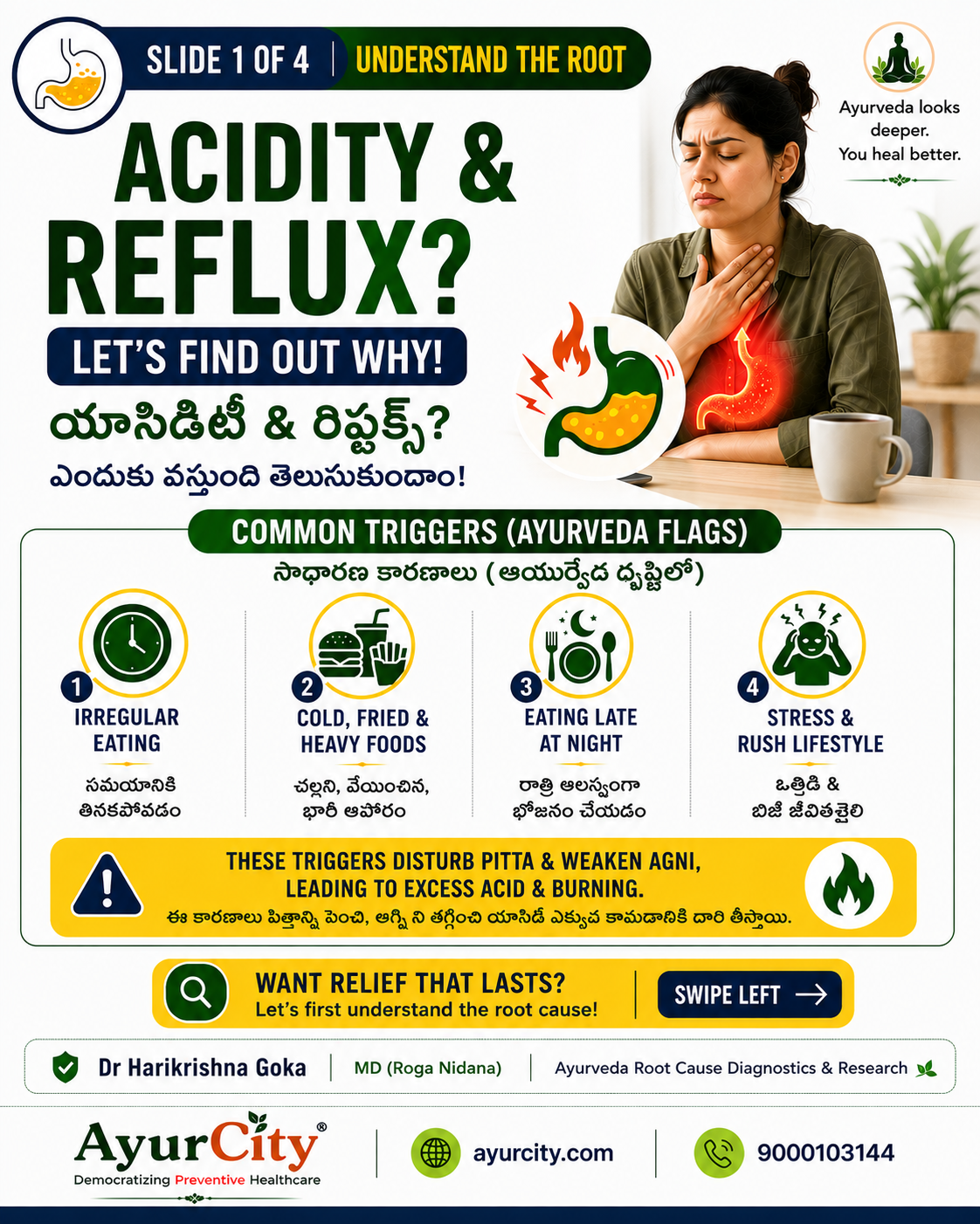 Acidity and Reflux in Ayurveda: Balancing Pitta and Agni — slide 1