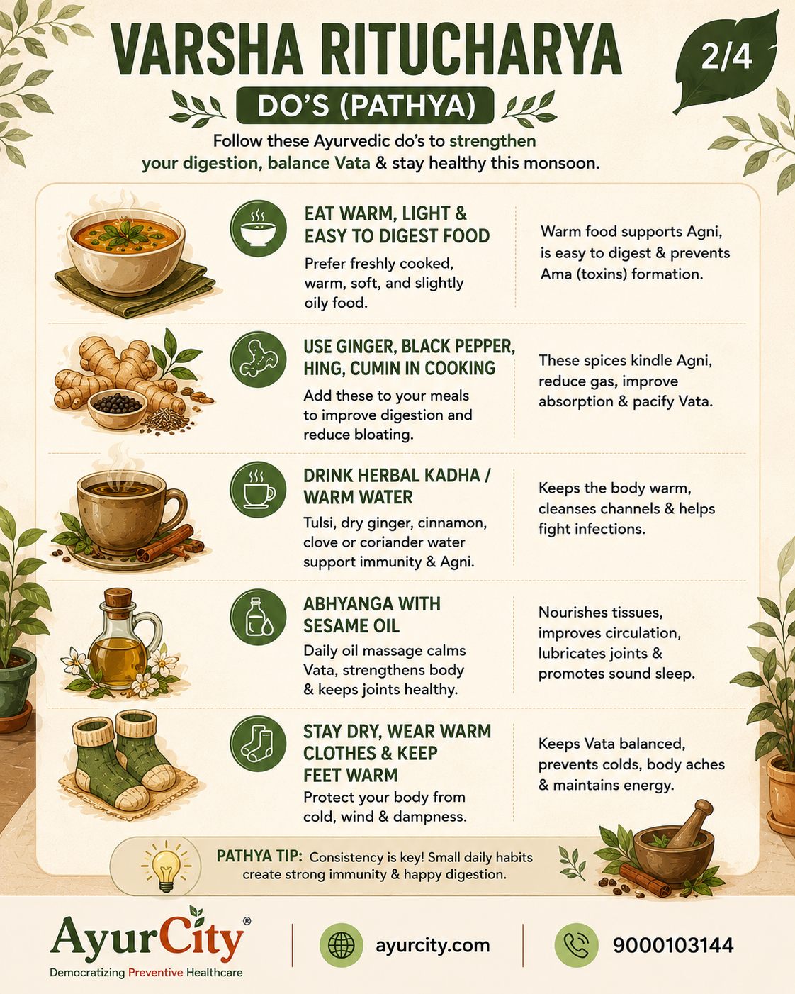 Varsha Ritucharya: An Ayurvedic Guide to Staying Healthy This Monsoon — slide 2
