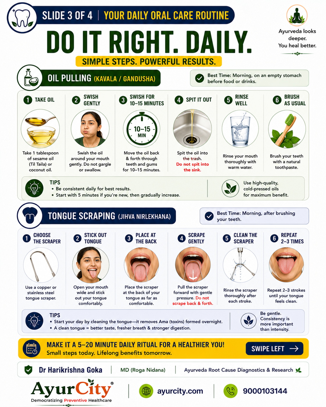 Oil Pulling and Tongue Scraping: Ayurveda's Daily Oral Care Routine — slide 3